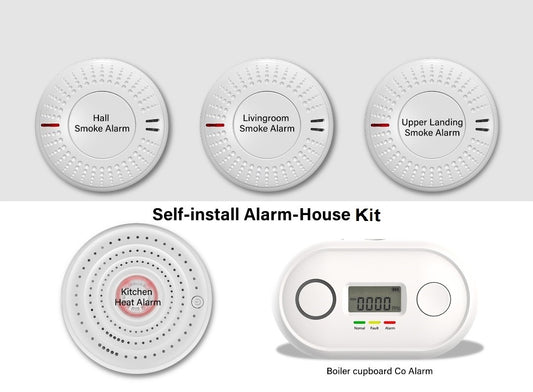 Self-install House kit, with 3 smoke, 1 Heat and 1 Carbon Monoxide Alarm